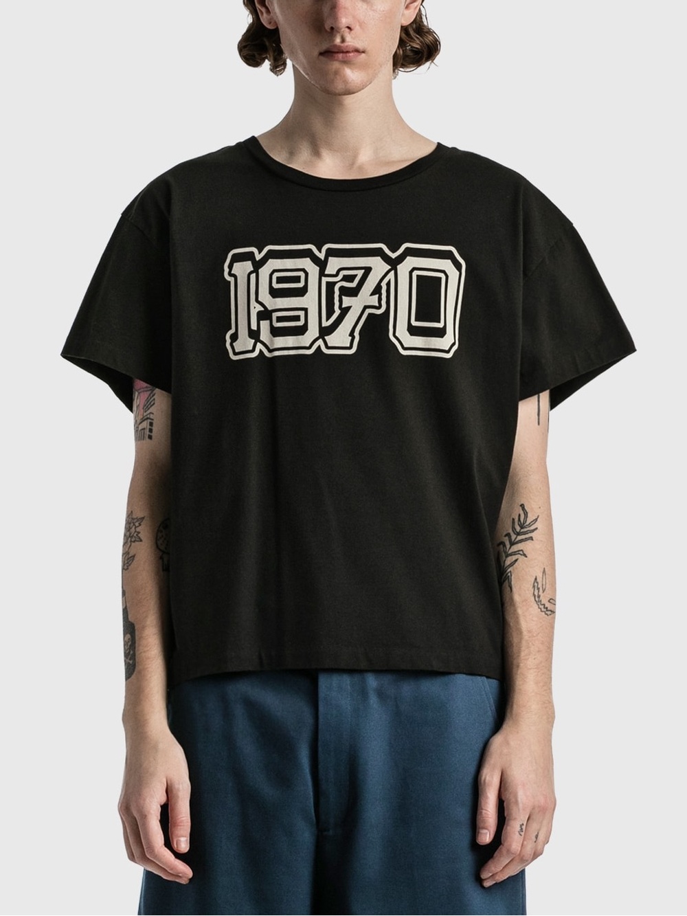 Kenzo Paris 1970 Black Cotton Short Sleeve Cropped Boxy Crewneck Men’s T-Shirt
